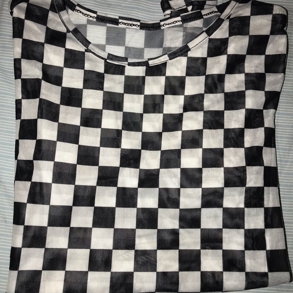 Mesh Checkered crop top